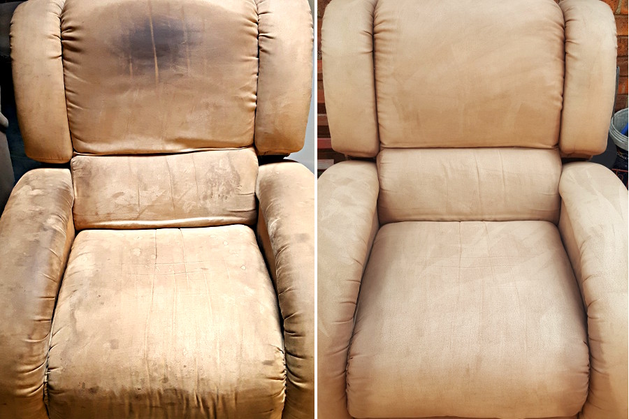 1 seater couches before & after cleaning